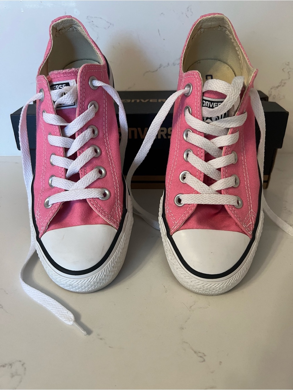 Converse Women’s Pink Low-Top Canvas Sneakers with White Accents - Sz 7